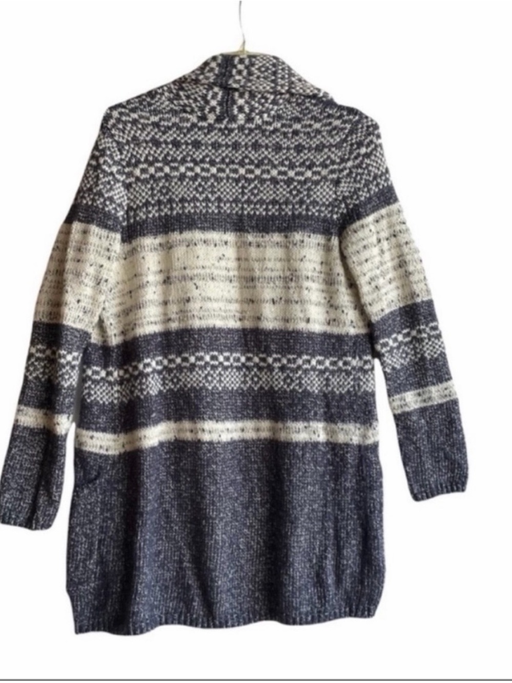 BCBGMaxAzria Black & White Striped Open-Front Cardigan - Picture 4 of 9